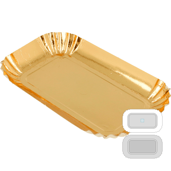 Mini Golden Rectangular Pastry Tray Card